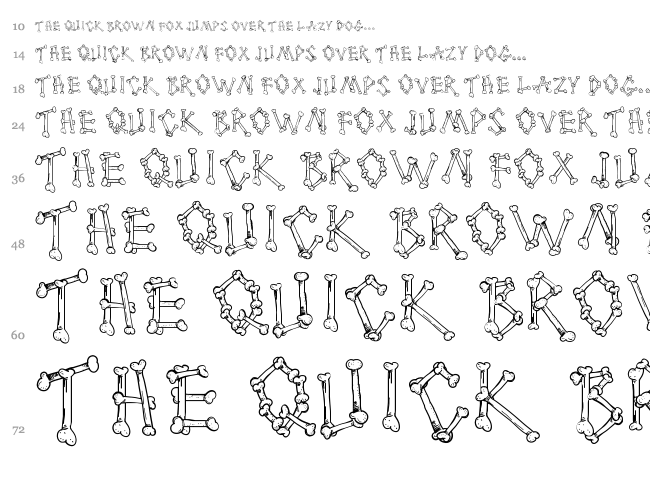 Cartoon Bones font waterfall
